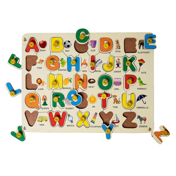Wooden Alphabet Puzzle Board - 26 Letter Learning