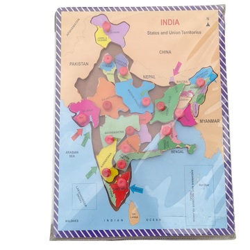Wooden India Map Puzzle - States Learning Board