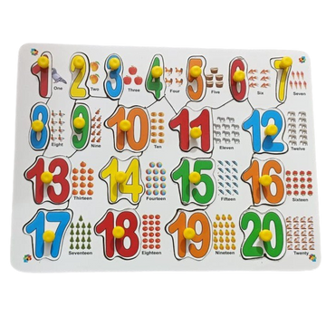 Numbers Counting Puzzle Board - Wooden 20 Piece