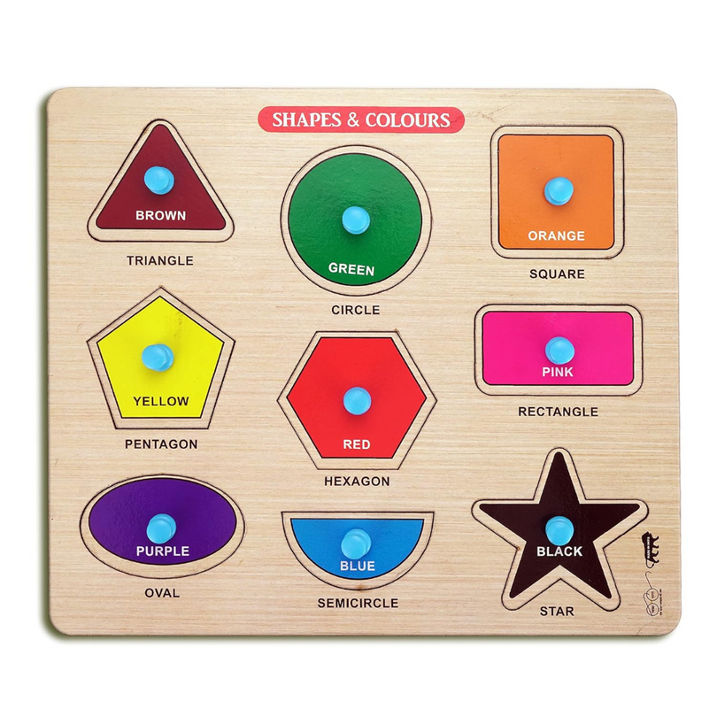 Wooden Shapes & Colors Learning Puzzle - 9 Piece – toyscribe