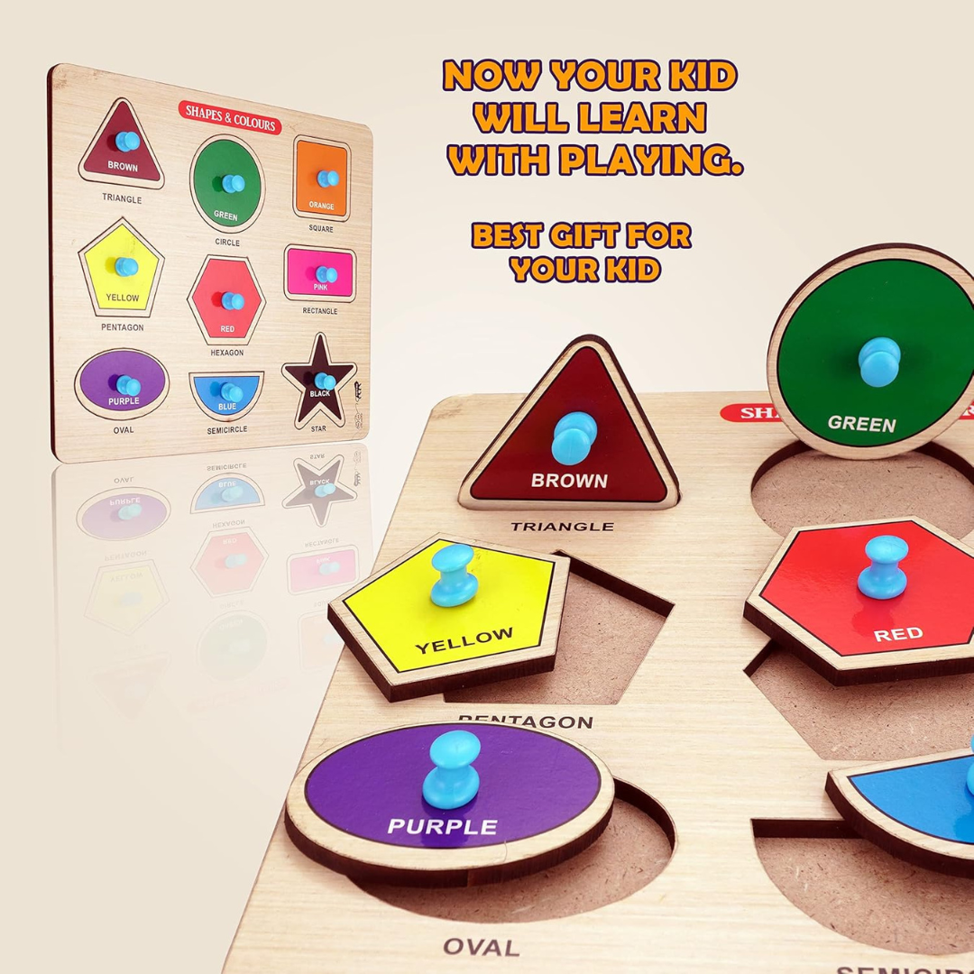 Wooden Shapes & Colors Learning Puzzle - 9 Piece