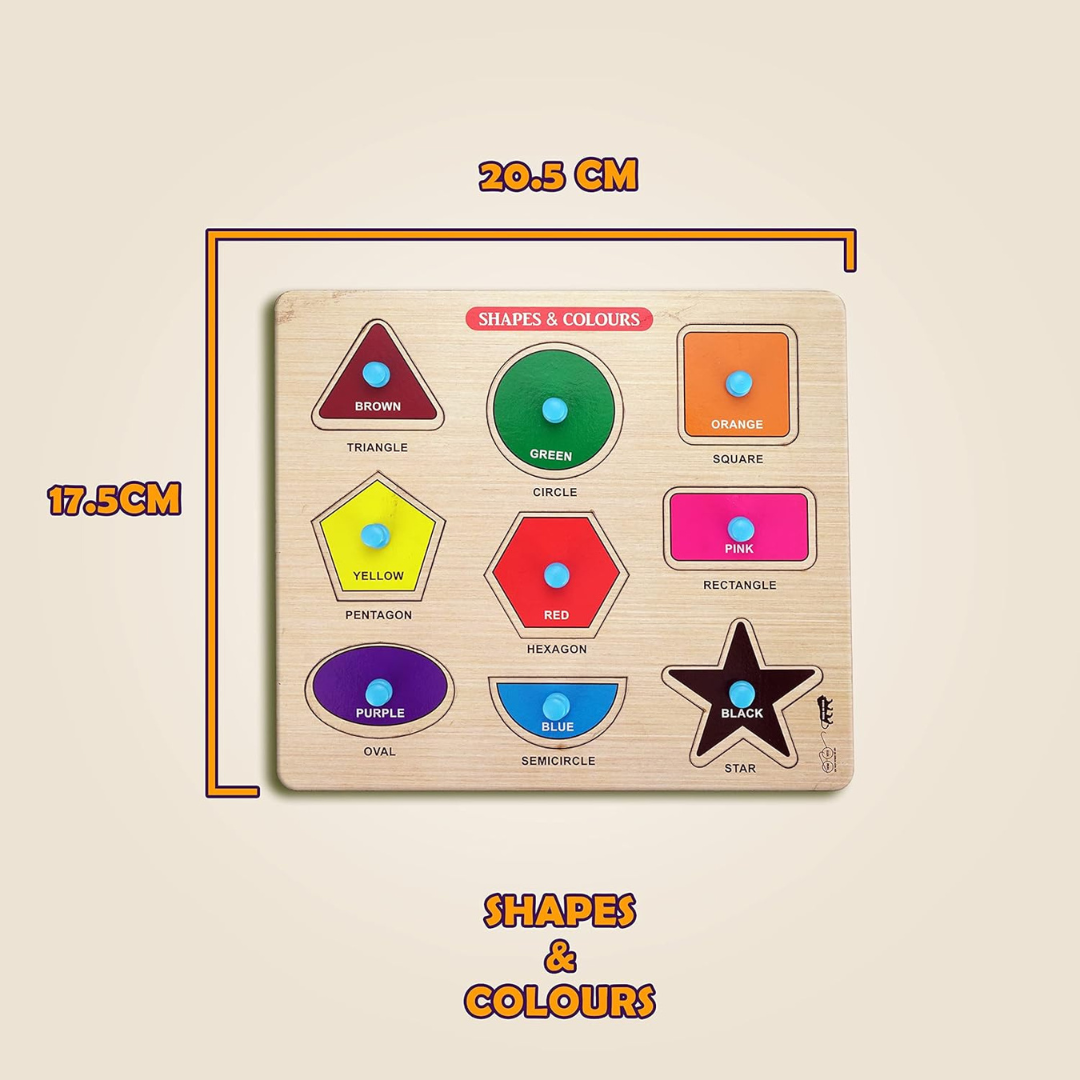 Wooden Shapes & Colors Learning Puzzle - 9 Piece