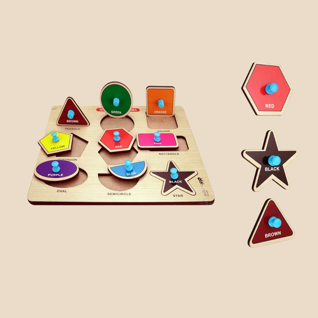 Wooden Shapes & Colors Learning Puzzle - 9 Piece