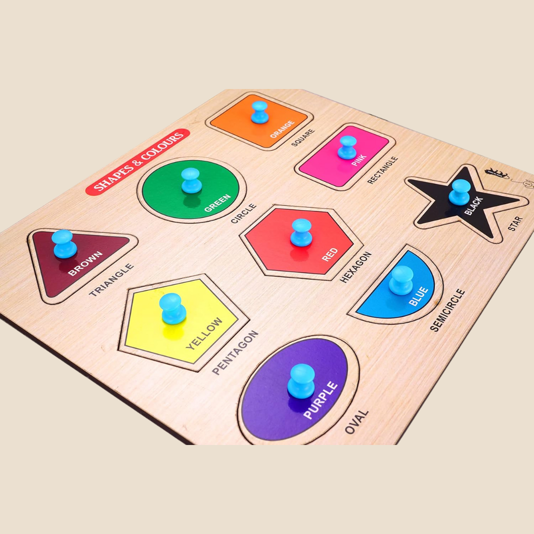 Wooden Shapes & Colors Learning Puzzle - 9 Piece