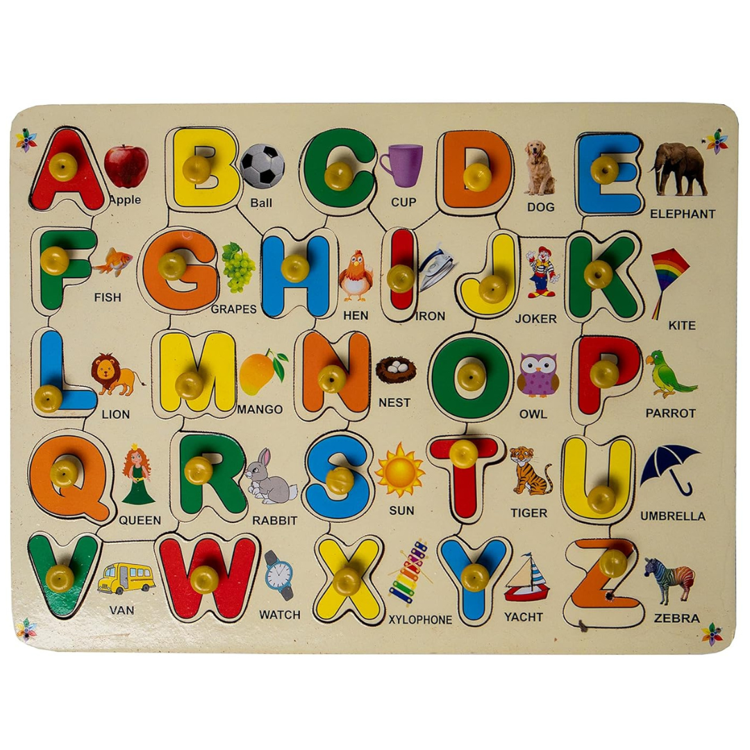 Wooden Alphabet Puzzle Board - 26 Letter Learning