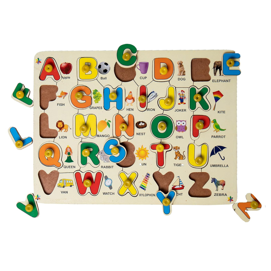 Wooden Alphabet Puzzle Board - 26 Letter Learning