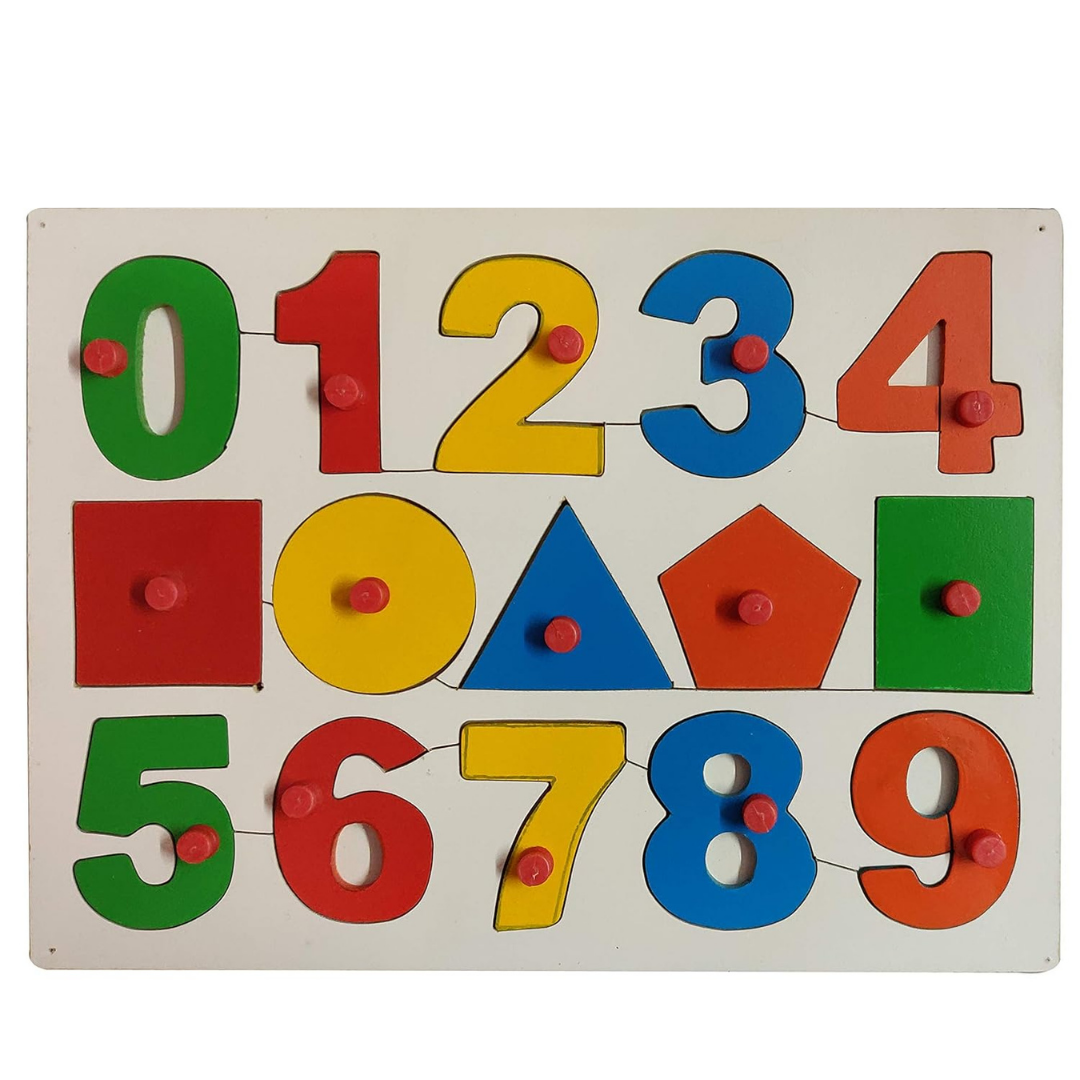 Wooden Numbers & Shapes Puzzle - 15 Piece Learning