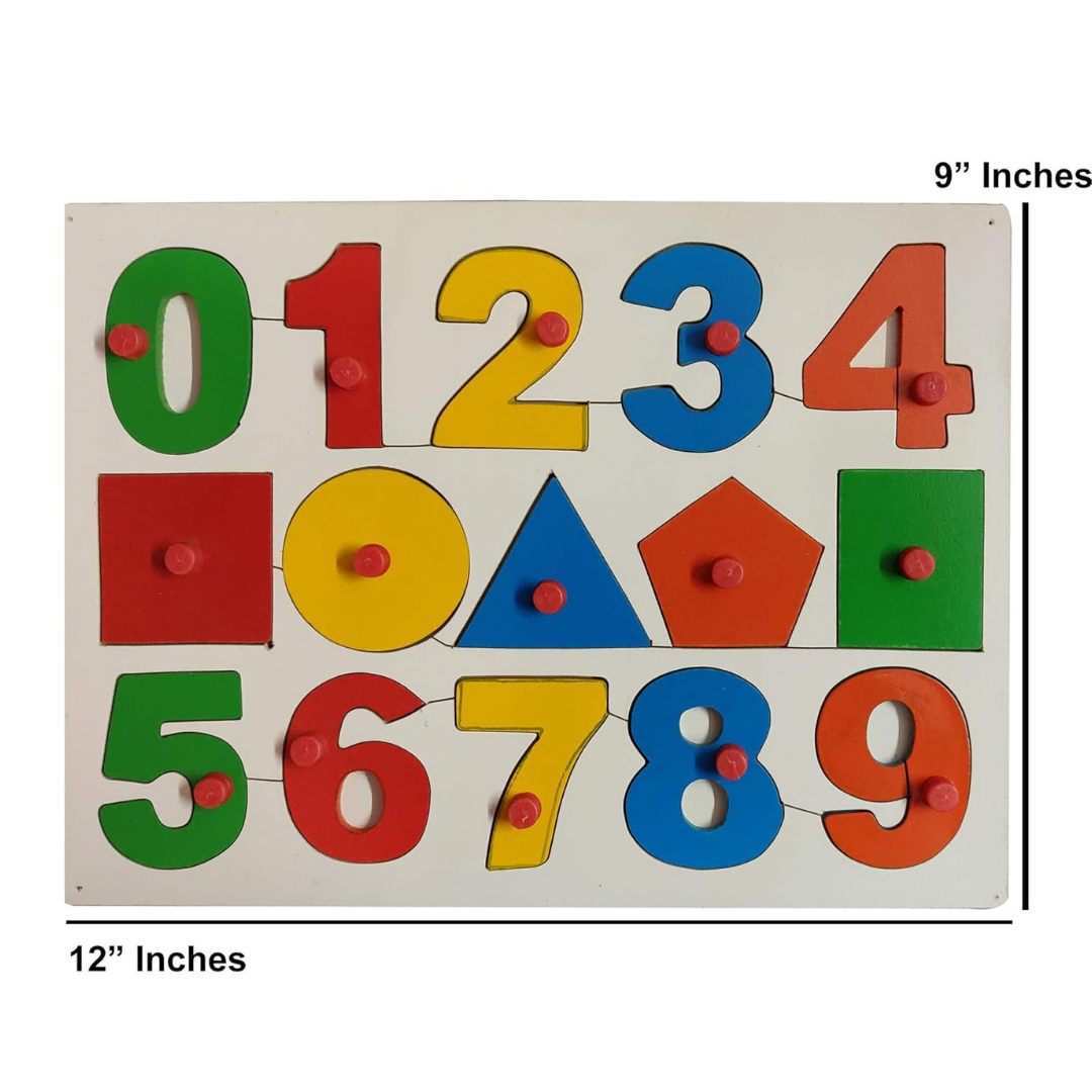 Wooden Numbers & Shapes Puzzle - 15 Piece Learning