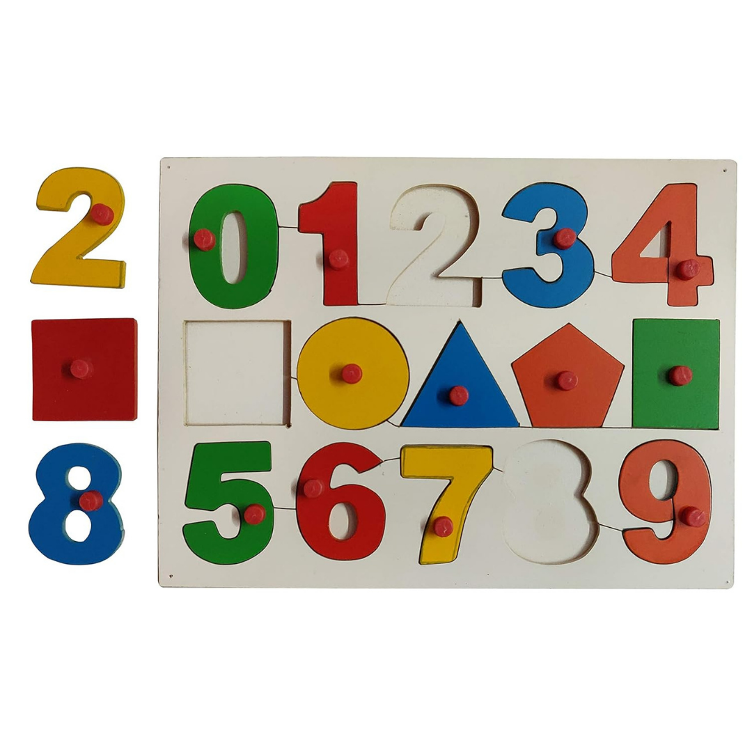 Wooden Numbers & Shapes Puzzle - 15 Piece Learning