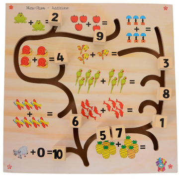 Wooden Math Maze Addition Puzzle - Learning Game