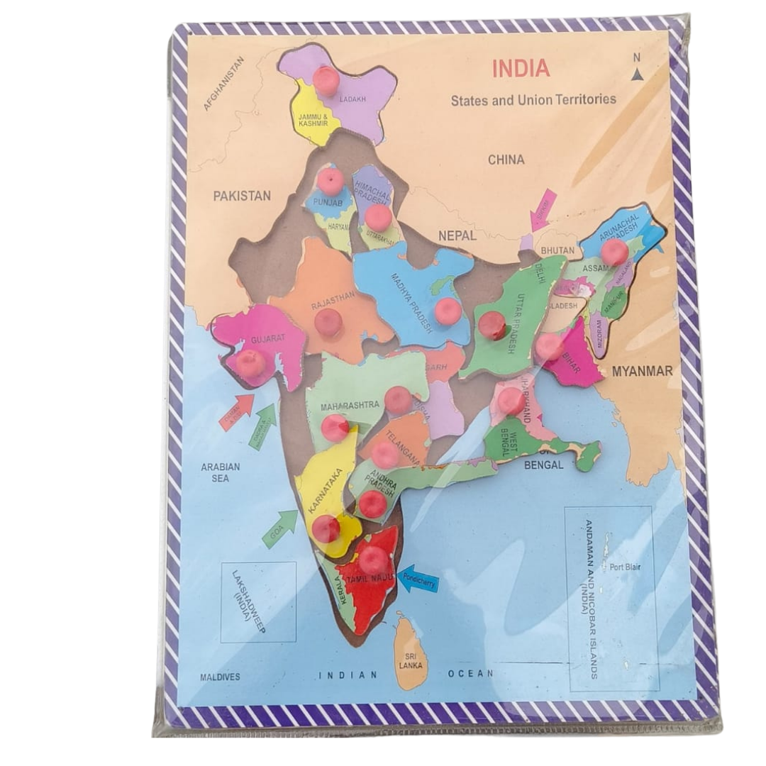 Wooden India Map Puzzle - States Learning Board