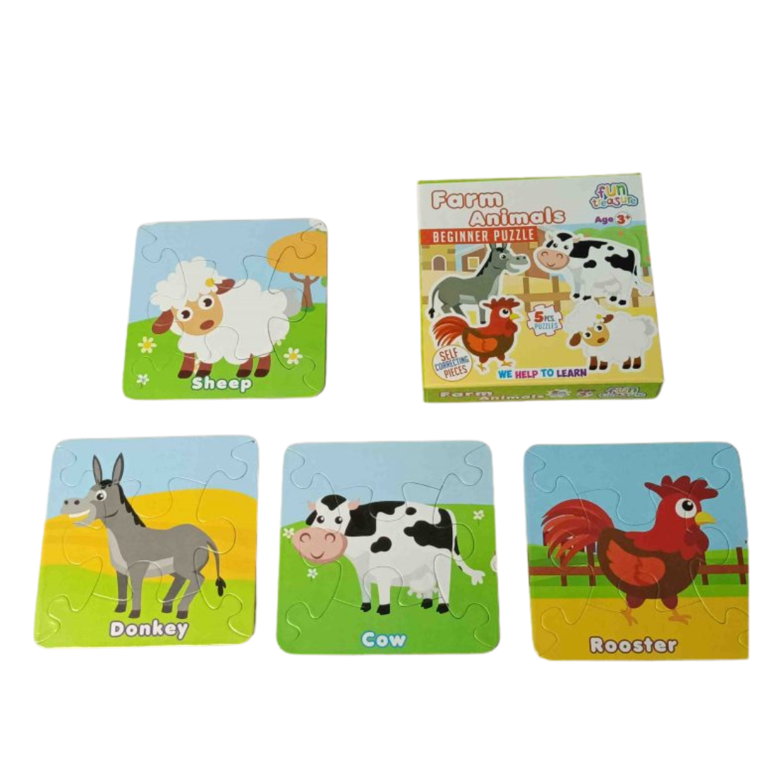 Beginner Puzzle – Colorful Educational Set, 5pcs with 4 sheets