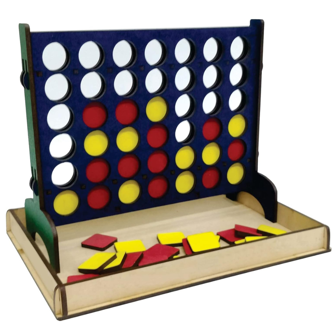 Wooden Plot-4 Connect Game - Strategy Learning