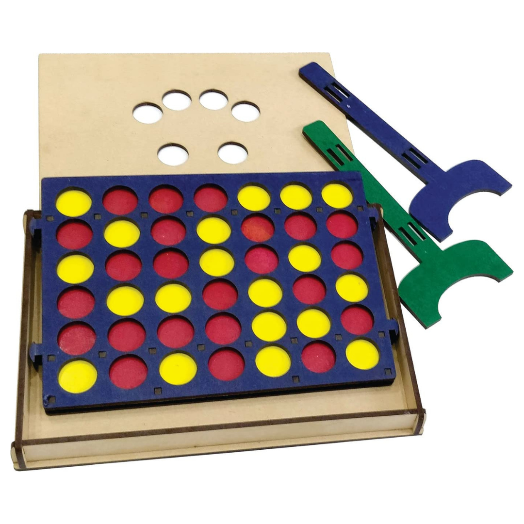 Wooden Plot-4 Connect Game - Strategy Learning