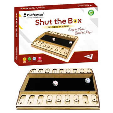Wooden Shut the Box Game - 2 Player Dice Strategy