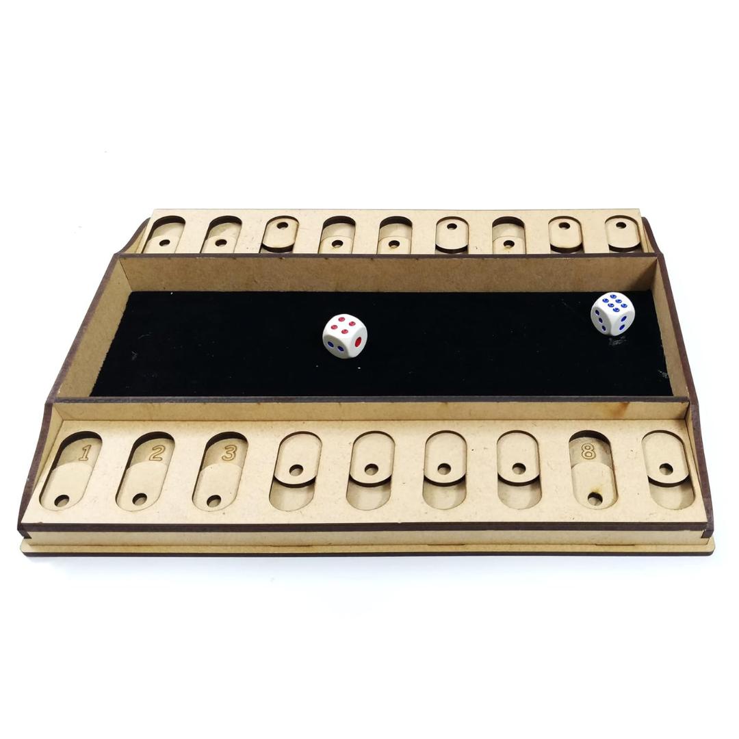 Wooden Shut the Box Game - 2 Player Dice Strategy