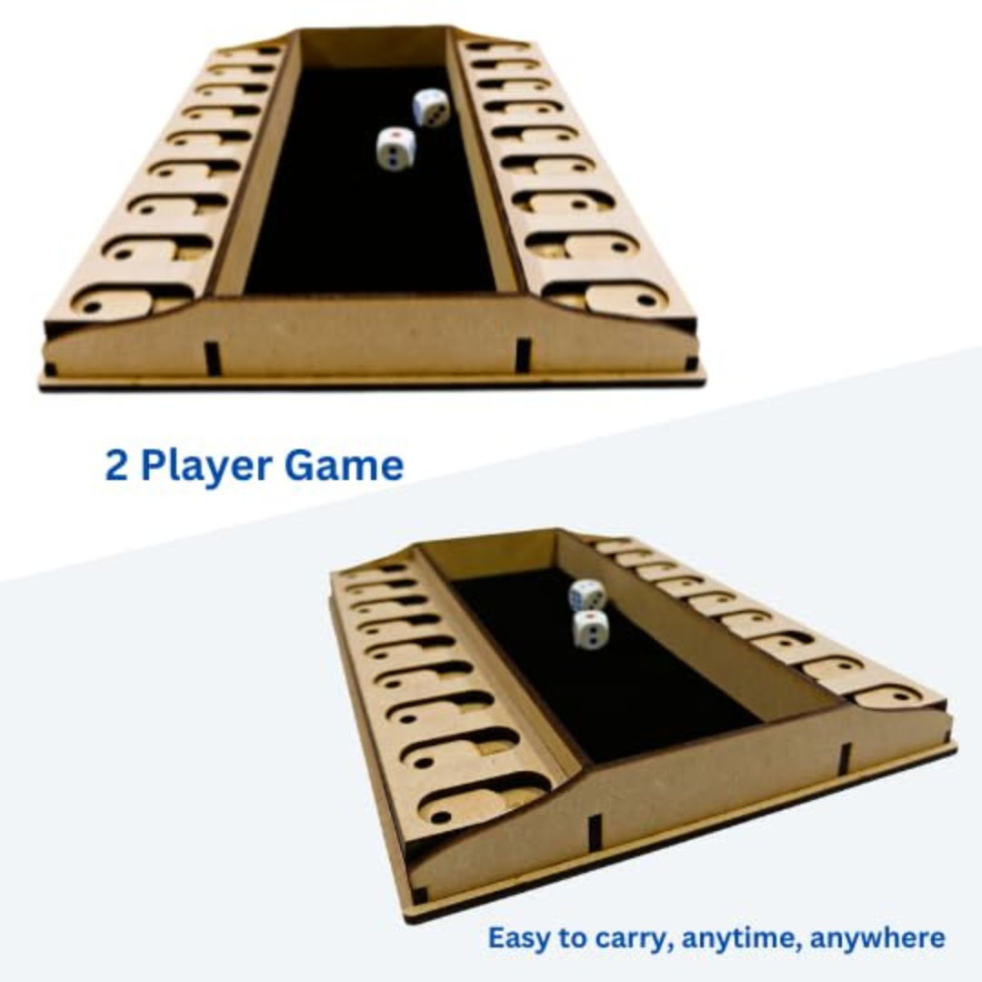 Wooden Shut the Box Game - 2 Player Dice Strategy