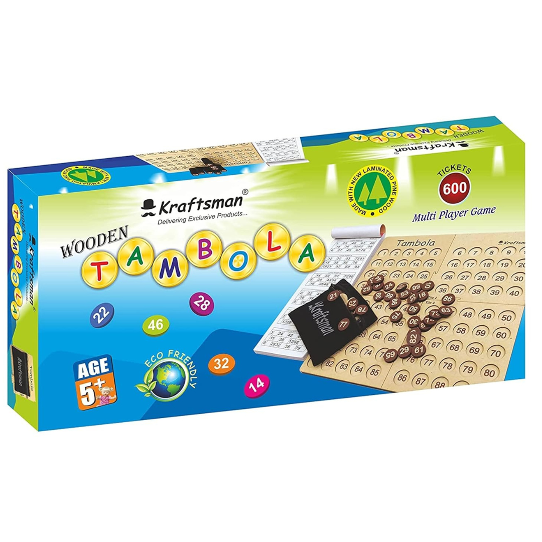 Wooden Tambola Game Set - 600 Tickets Family Game