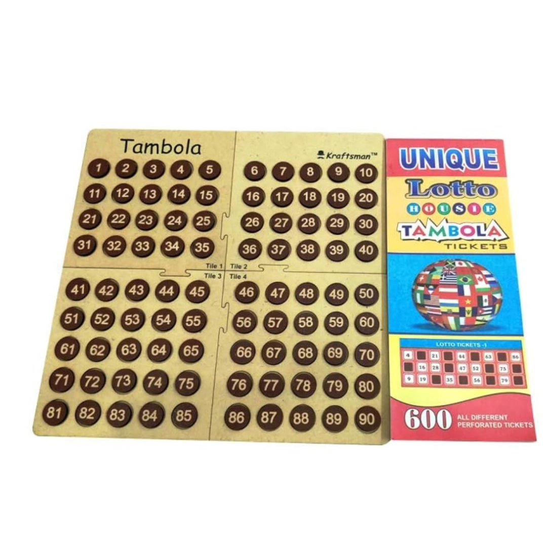 Wooden Tambola Game Set - 600 Tickets Family Game