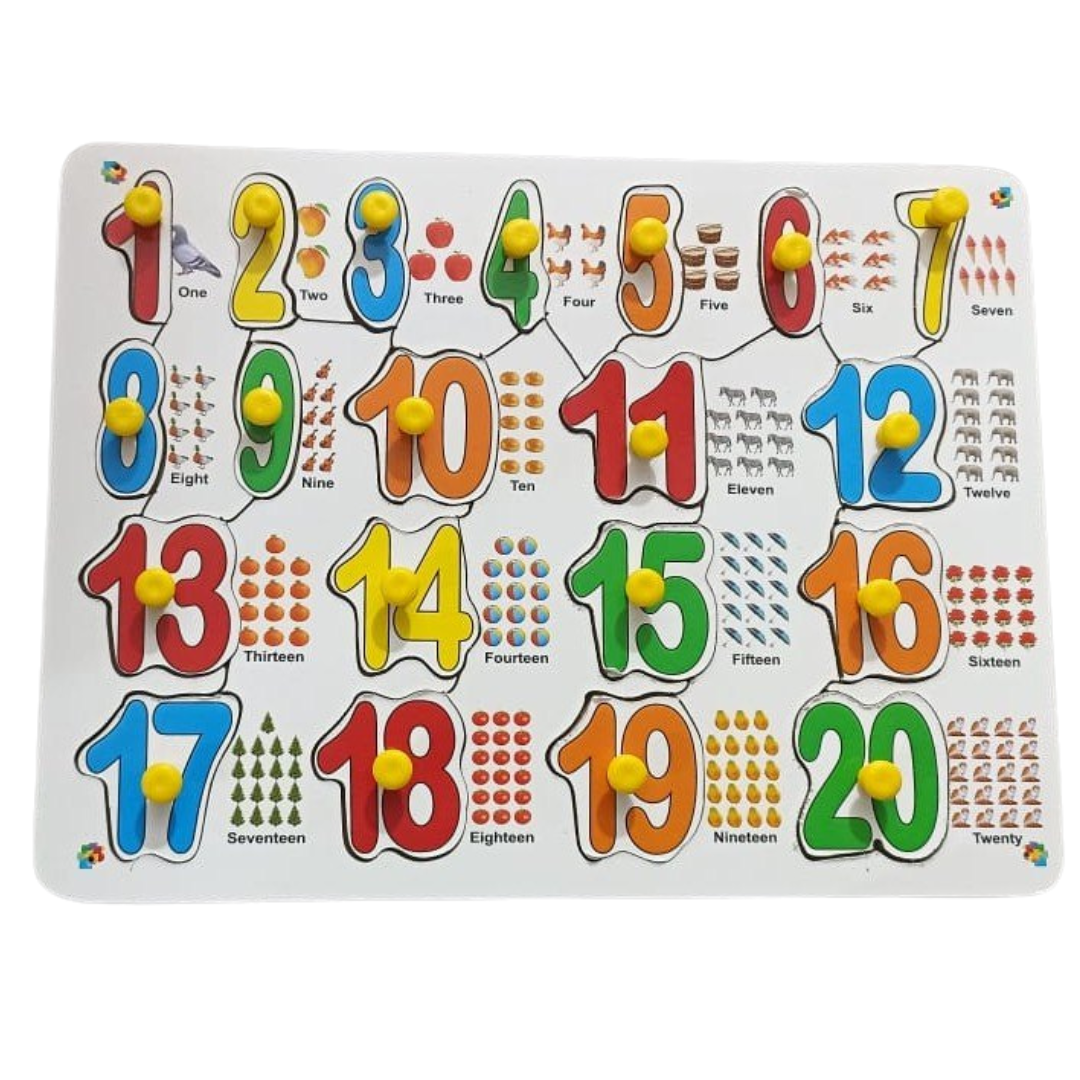 Numbers Counting Puzzle Board - Wooden 20 Piece